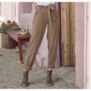 Sundance Fluid Days Pants Lyocell Viscose High Waist Belted Clay Brown Size 14